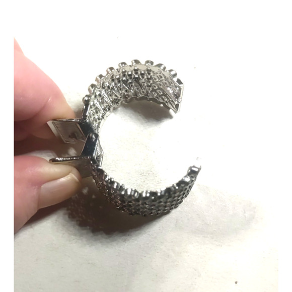 Claw Clip Pony Tail Holder Sparkle Rhinestone Silver Tone Metal - Picture 4 of 4